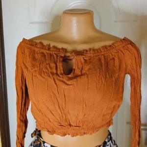 Long sleeved brown crop top