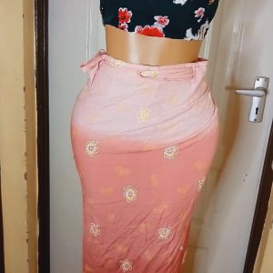 Floral pink long wrap skirt