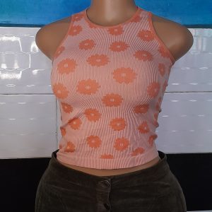 Orange top with white spots