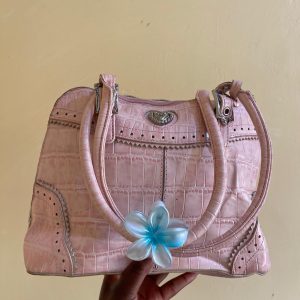 Pink Croc Embossed Heart Tote