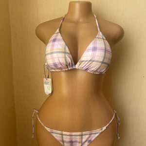 Multi-colored plaid bikini
