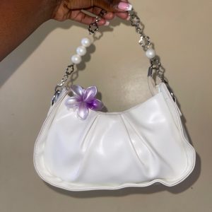 White Pearl Chain Hobo Bag