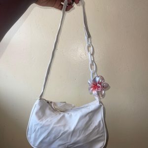 White Chain Charm Shoulder Bag