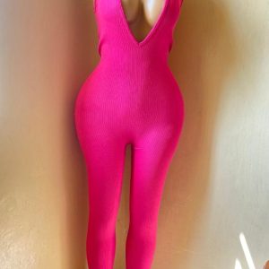 Fuchsia Power Ribbed Jumpsuit