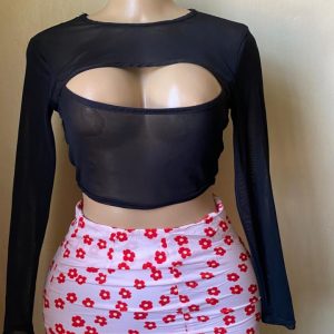 White skirt with red prints