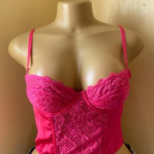 Pink lace bustier corset