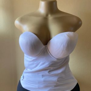 White strapless longline bustier corset top pluse
