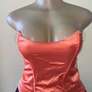 Strapless terracotta hammered satin draped bust corset top