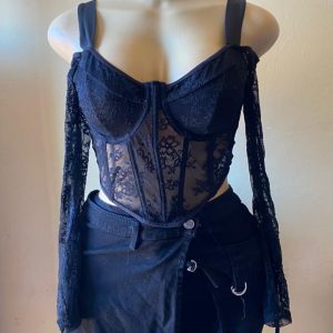 Black lace corset top