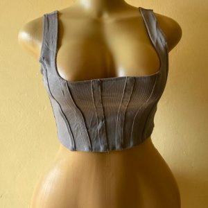 Grey ribbed corset top