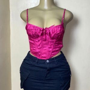 Magenta Satin Bow Corset