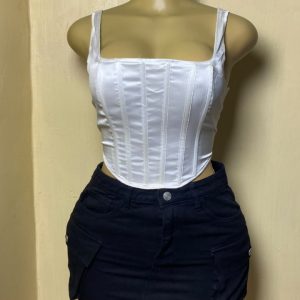 White Structured Zip Corset
