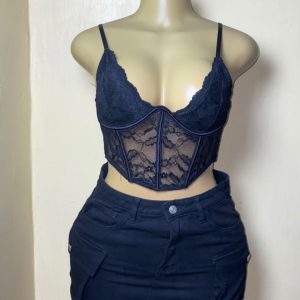 Navy Lace Bralette Top