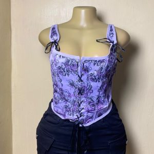 Lavender Floral Print Corset