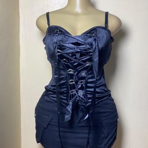 Navy Ladder Lace-Up Corset