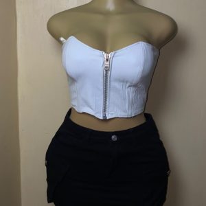 White Tank-Strap Zip Corset