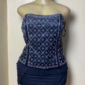 Navy Diamond Pattern Corset